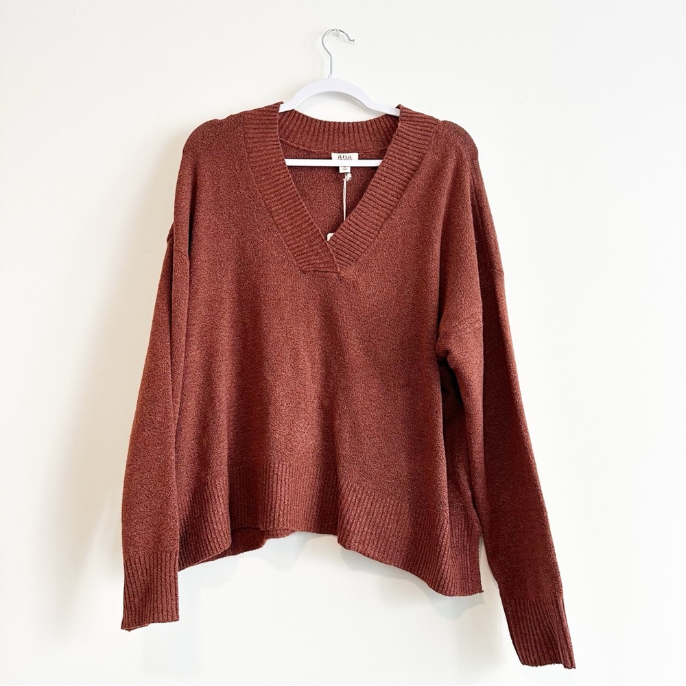 Ana | NWT JCPenney Brown Clay Long Sleeve V-Neck Sweater Sz XL